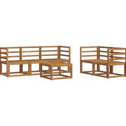 Buiten bankenset met kussen 6 pcs Natuurlijk en Crème>vidaXL Outlet