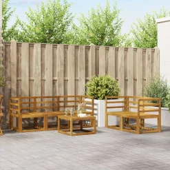 Buiten bankenset met kussen 6 pcs Natuurlijk en Crème>vidaXL Outlet