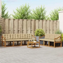 Meubelsets*vidaXL Buiten bankenset met kussen 8 pcs Natuurlijk en beige