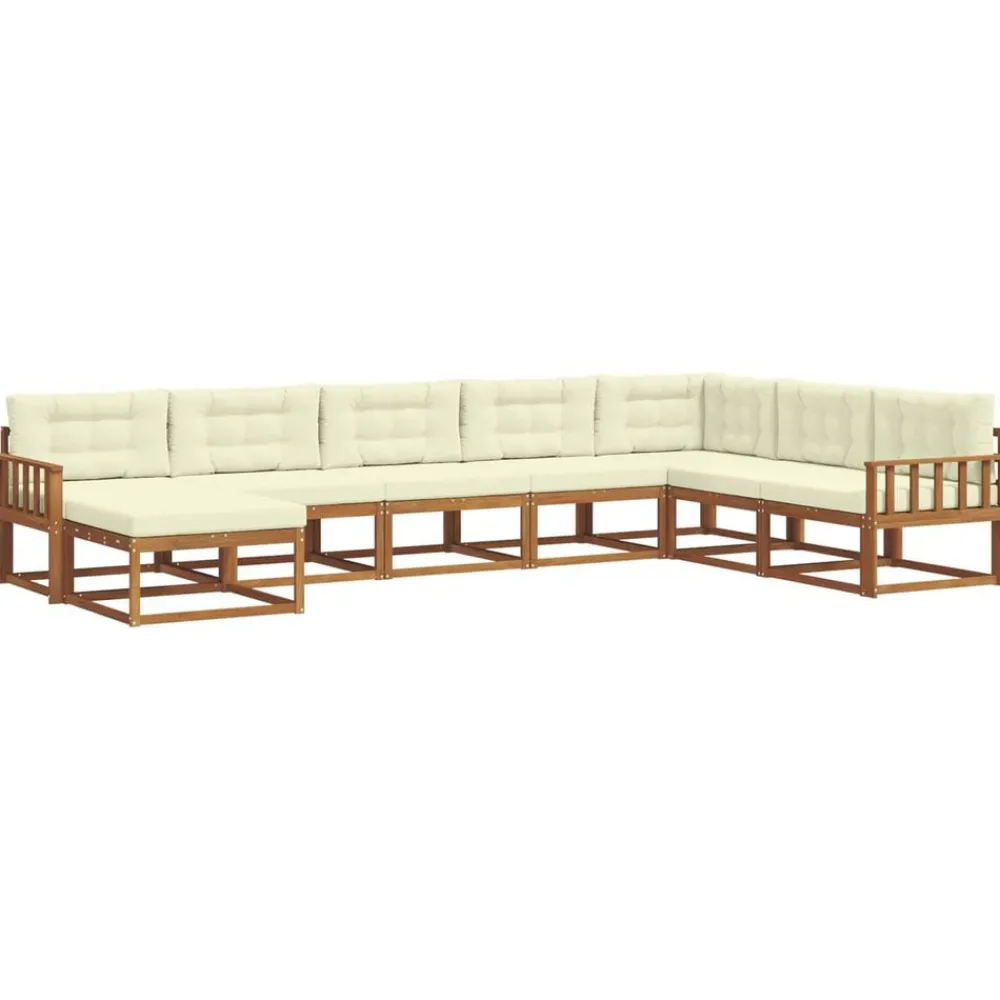 Buiten bankenset met kussen 8 pcs Natuurlijk en Crème>vidaXL Outlet