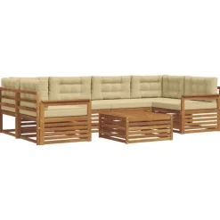 Meubelsets*vidaXL Buiten bankenset met kussen 8 pcs Natuurlijk en beige
