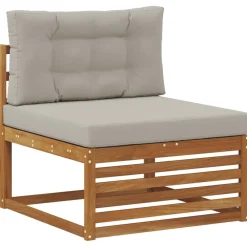 Meubelsets*vidaXL Buiten bankenset met kussen 4 pcs Natuurlijk en Lichtgrijs Naturel en lichtgrijs