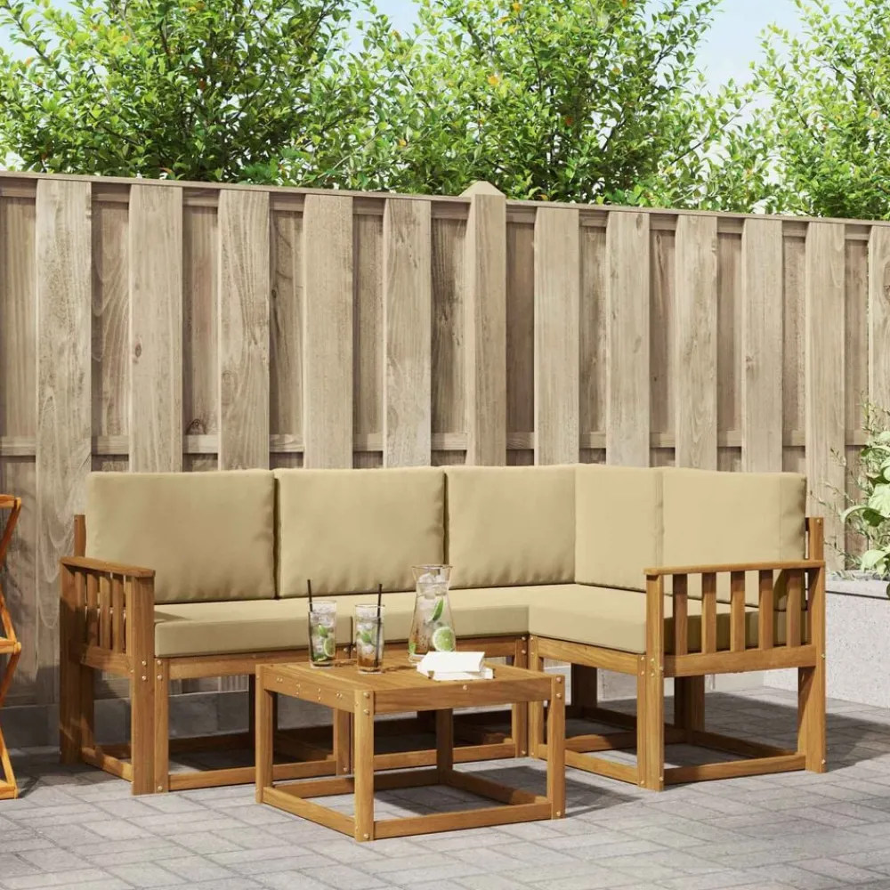 Buiten bankenset met kussen 5 pcs>vidaXL Clearance