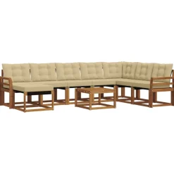 Meubelsets*vidaXL Buiten bankenset met kussen 9 pcs Natuurlijk en beige