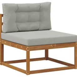 Meubelsets*vidaXL Buiten bankenset met kussen 8 pcs Natuurlijk en Lichtgrijs Naturel en lichtgrijs