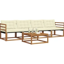 Buiten bankenset met kussen 5 pcs Natuurlijk en Crème><noscript><img width=