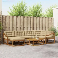 Meubelsets*vidaXL Buiten bankenset met kussen 7 pcs Natuurlijk en beige