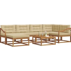 Meubelsets*vidaXL Buiten bankenset met kussen 7 pcs Natuurlijk en beige