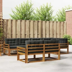 Meubelsets*vidaXL Buiten bankenset met kussen 7 pcs Natuurlijk en antraciet