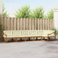 Meubelsets*vidaXL Buiten bankenset met kussen 6 pcs Natuurlijk en Crème Natuurlijk en cr&egrave;me