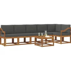Meubelsets*vidaXL Buiten bankenset met kussen 7 pcs Natuurlijk en antraciet