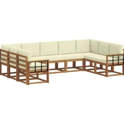 Buiten bankenset met kussen 9 pcs Natuurlijk en Crème>vidaXL Clearance