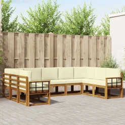 Buiten bankenset met kussen 9 pcs Natuurlijk en Crème>vidaXL Clearance