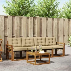 Meubelsets*vidaXL Buiten bankenset met kussen 5 pcs Natuurlijk en beige