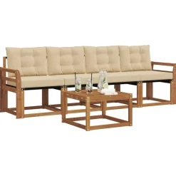 Meubelsets*vidaXL Buiten bankenset met kussen 5 pcs Natuurlijk en beige