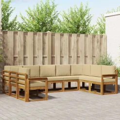 Meubelsets*vidaXL Buiten bankenset met kussen 9 pcs Natuurlijk en beige