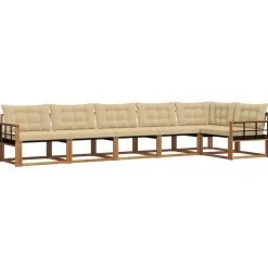 Meubelsets*vidaXL Buiten bankenset met kussen 6 pcs Natuurlijk en beige