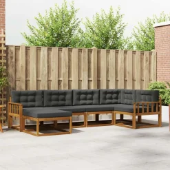 Meubelsets*vidaXL Buiten bankenset met kussen 6 pcs Natuurlijk en antraciet