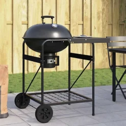 Buiten Grill met wiel Zwart 91 x 71 x 107 cm Metaal>vidaXL New