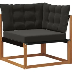 Tuinmeubelen*vidaXL Buiten Hoek Sofa Massief Acaciahout Naturel Naturel en zwart