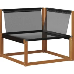 Tuinmeubelen*vidaXL Buiten Hoek Sofa Massief Acaciahout Naturel Naturel en zwart