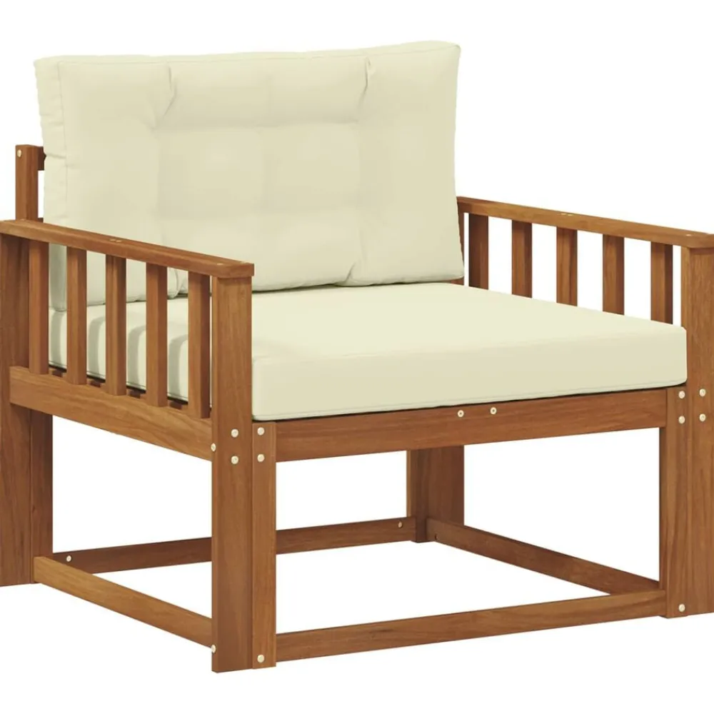 Accessoires Voor Stoelen En Banken*vidaXL Buiten Midden Sofa Massief Acaciahout Naturel Natuurlijk en crème
