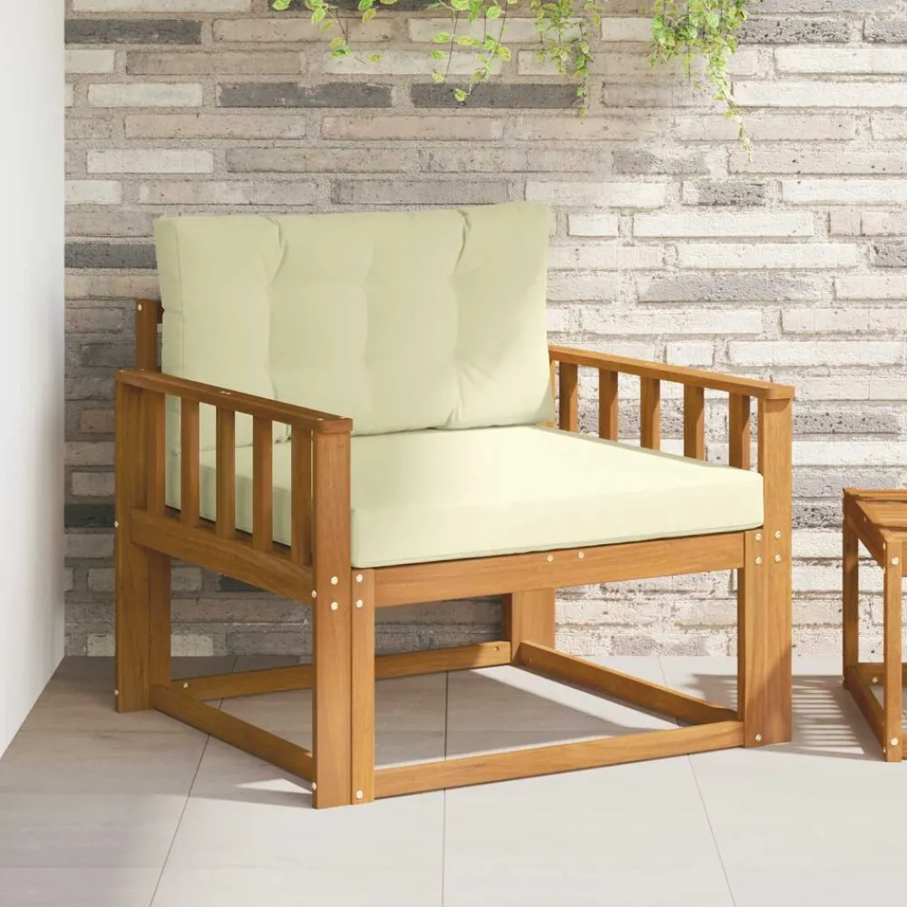 Accessoires Voor Stoelen En Banken*vidaXL Buiten Midden Sofa Massief Acaciahout Naturel Natuurlijk en crème