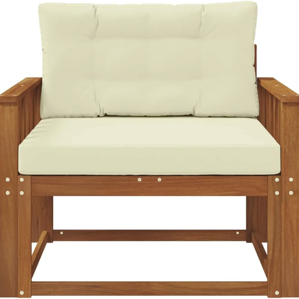 Accessoires Voor Stoelen En Banken*vidaXL Buiten Midden Sofa Massief Acaciahout Naturel Natuurlijk en crème