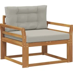Accessoires Voor Stoelen En Banken*vidaXL Buiten Midden Sofa Massief Acaciahout Naturel Naturel en lichtgrijs