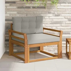 Accessoires Voor Stoelen En Banken*vidaXL Buiten Midden Sofa Massief Acaciahout Naturel Naturel en lichtgrijs