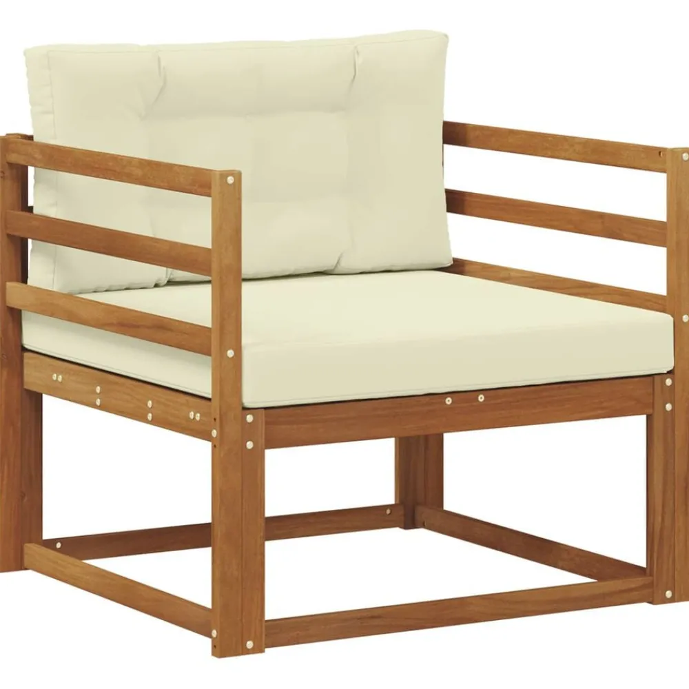 Accessoires Voor Stoelen En Banken*vidaXL Buiten Midden Sofa Massief Acaciahout Naturel Natuurlijk en crème