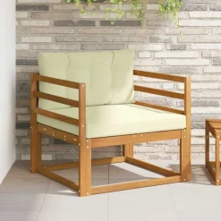 Accessoires Voor Stoelen En Banken*vidaXL Buiten Midden Sofa Massief Acaciahout Naturel Natuurlijk en cr&egrave;me