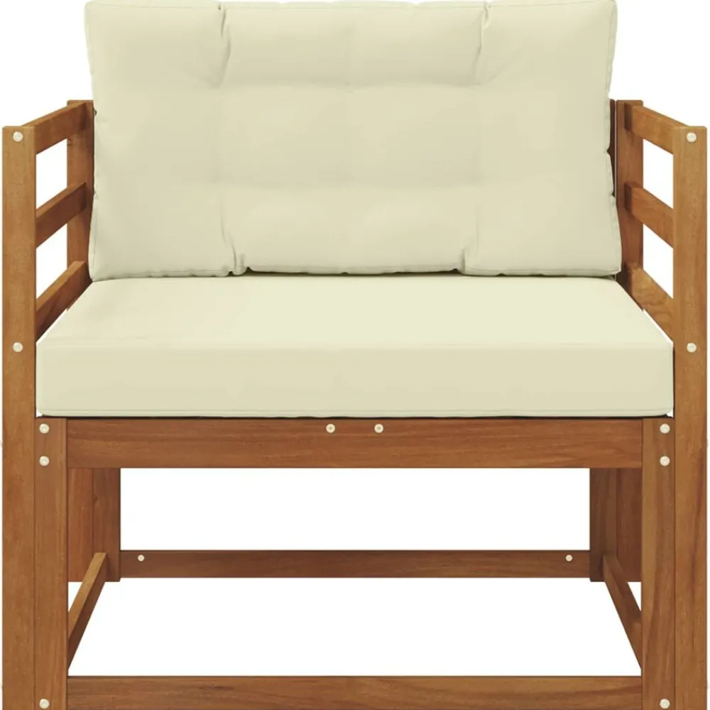 Accessoires Voor Stoelen En Banken*vidaXL Buiten Midden Sofa Massief Acaciahout Naturel Natuurlijk en crème