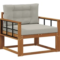 Accessoires Voor Stoelen En Banken*vidaXL Buiten Midden Sofa Massief Acaciahout Naturel Naturel en lichtgrijs