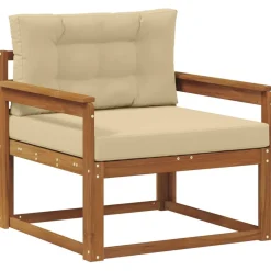 Accessoires Voor Stoelen En Banken*vidaXL Buiten Midden Sofa Massief Acaciahout Naturel Natuurlijk en beige