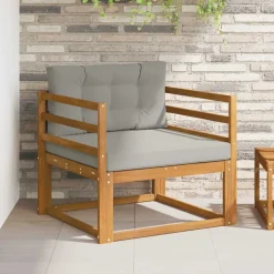 Accessoires Voor Stoelen En Banken*vidaXL Buiten Midden Sofa Massief Acaciahout Naturel Naturel en lichtgrijs