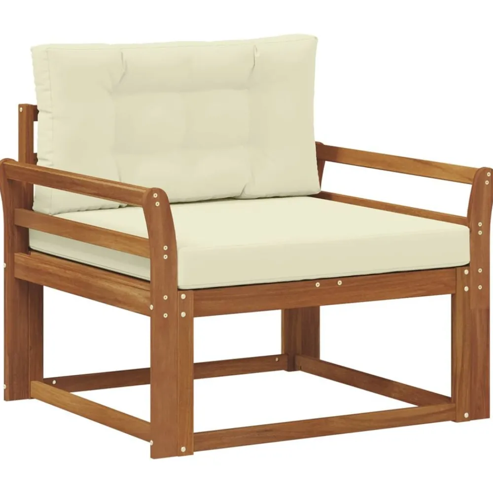 Accessoires Voor Stoelen En Banken*vidaXL Buiten Midden Sofa Massief Acaciahout Naturel Natuurlijk en crème