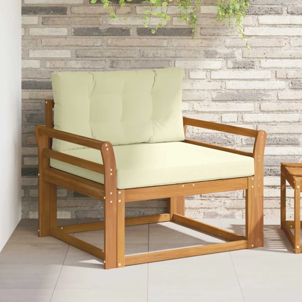 Accessoires Voor Stoelen En Banken*vidaXL Buiten Midden Sofa Massief Acaciahout Naturel Natuurlijk en crème