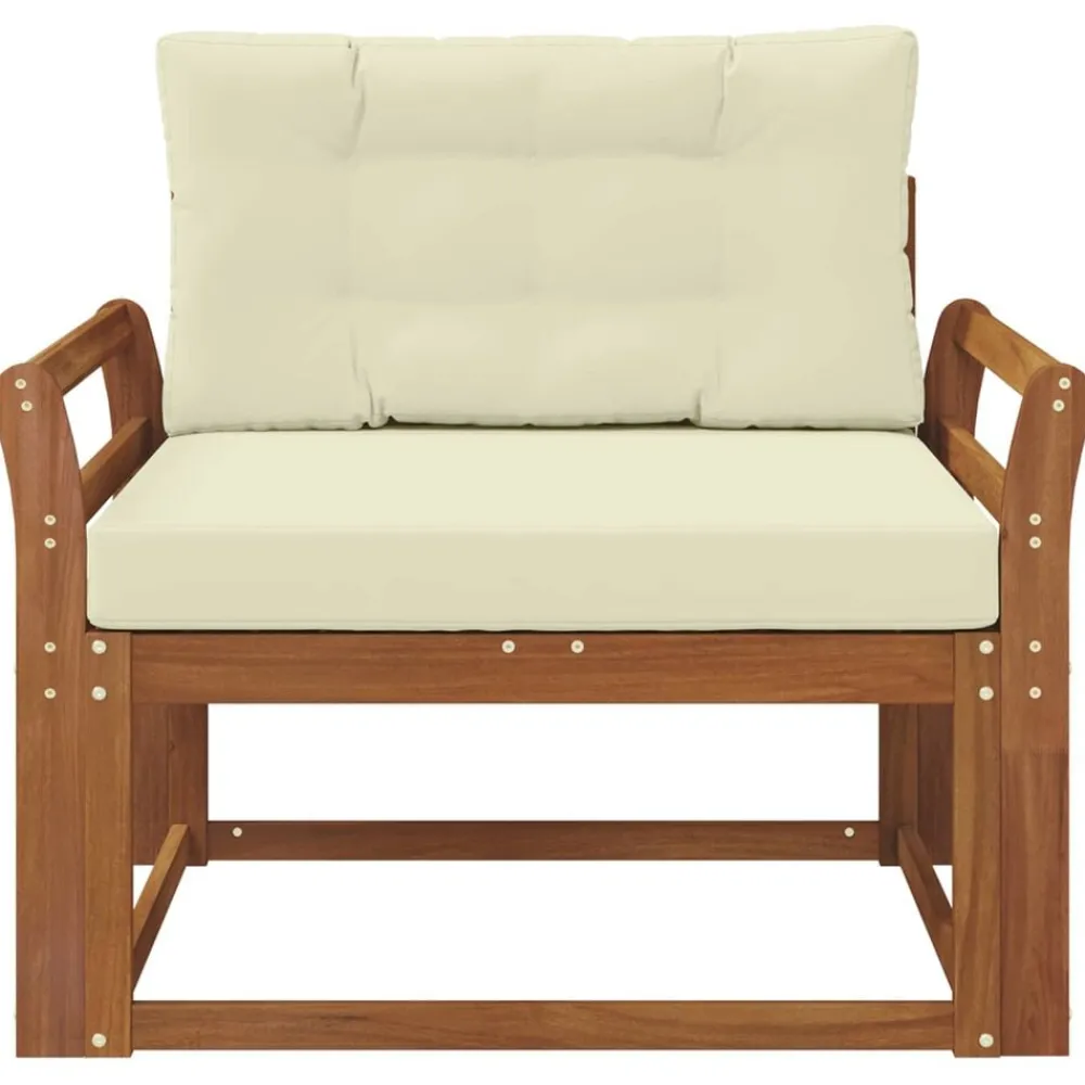 Accessoires Voor Stoelen En Banken*vidaXL Buiten Midden Sofa Massief Acaciahout Naturel Natuurlijk en crème