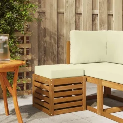 Tuinmeubelen*vidaXL Buiten Stool Bank Massief Acaciahout Naturel Natuurlijk en cr&egrave;me