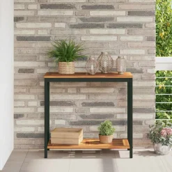 Tuinmeubelen*vidaXL Buiten Tafel met opslag 80 x 35 x 75 cm Naturel en zwart