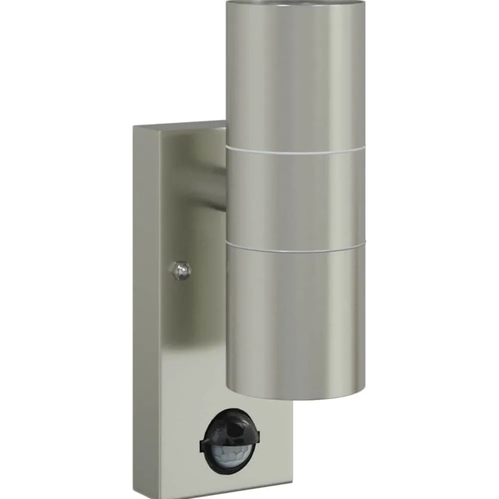 Verlichting*vidaXL Buiten Wandlamp Zilver 7 x 10 x 22 cm RVS en Glas Roestvrij staal