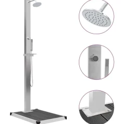 Zwembaden & Spa'S*vidaXL Buitendouche met bak HKC roestvrij staal Grijs