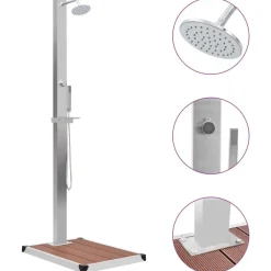 Zwembaden & Spa'S*vidaXL Buitendouche met bak HKC roestvrij staal Bruin