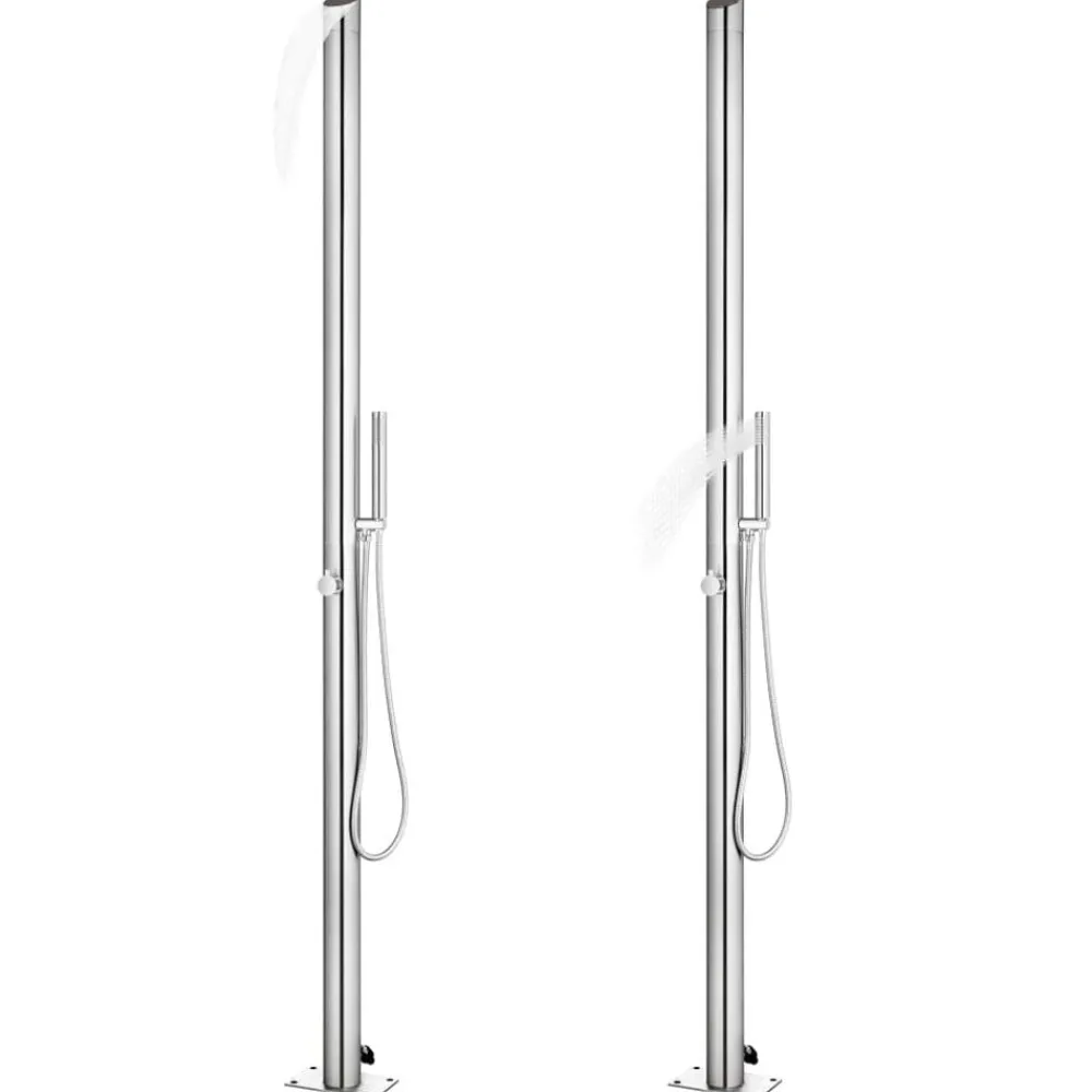 Zwembaden & Spa'S*vidaXL Buitendouche met e basis 225 cm roestvrij staal Bruin