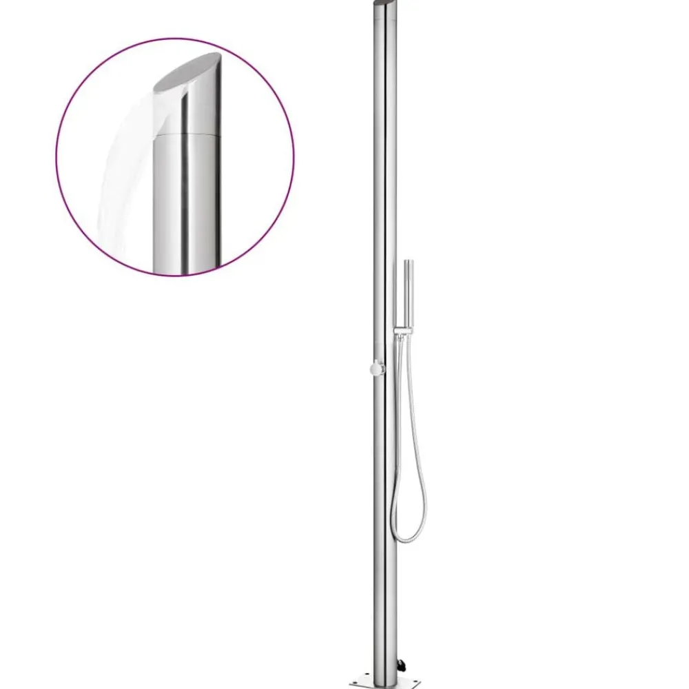 Zwembaden & Spa'S*vidaXL Buitendouche met e basis 225 cm roestvrij staal Bruin