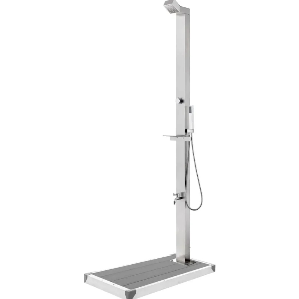 Buitendouche met grijze basis 225 cm roestvrij staal>vidaXL Online