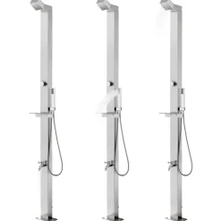 Buitendouche met grijze basis 225 cm roestvrij staal>vidaXL Online