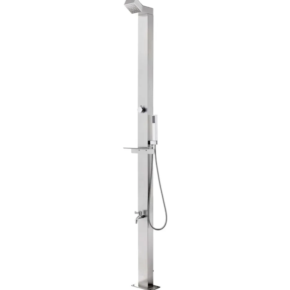 Buitendouche met grijze basis 225 cm roestvrij staal>vidaXL Online