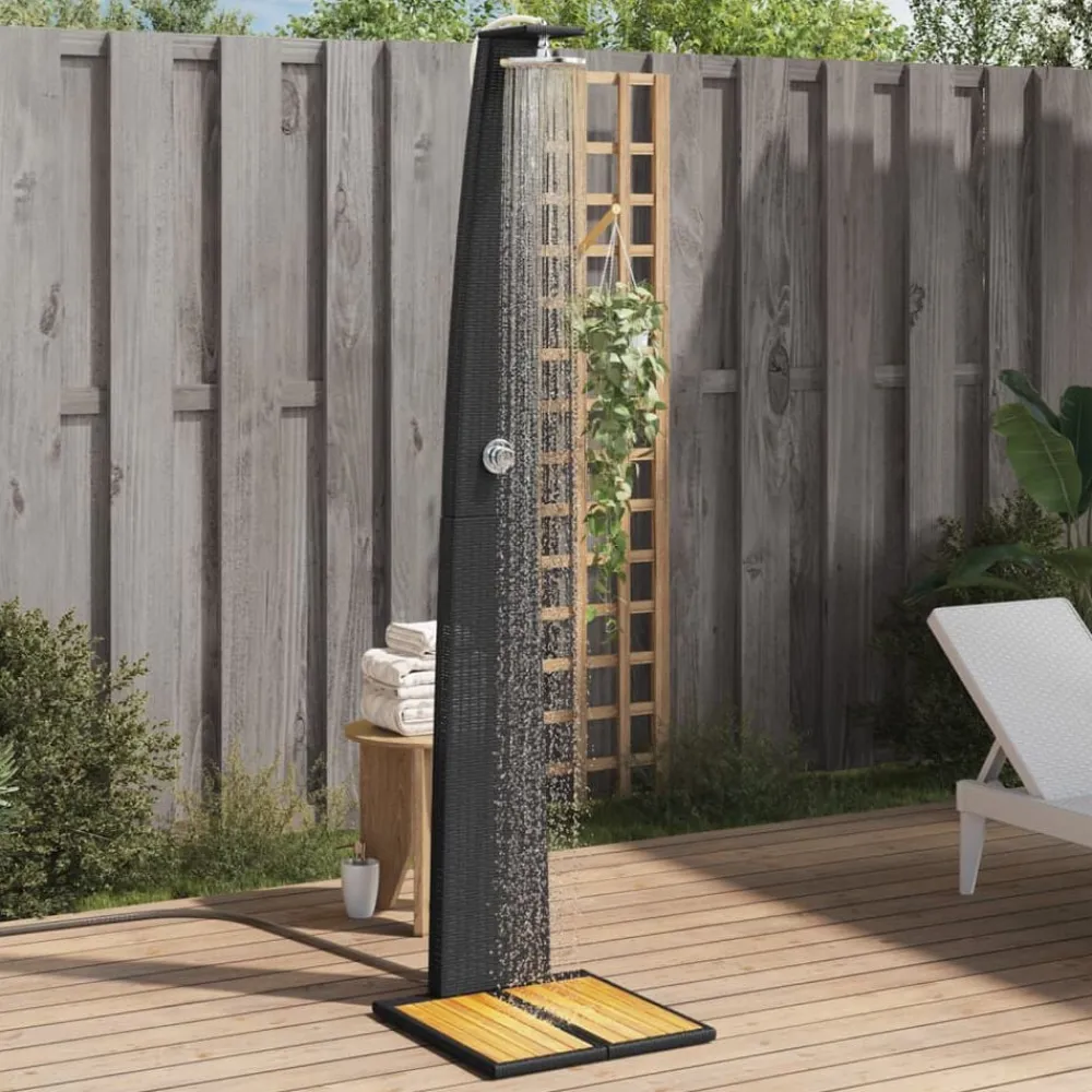 Buitendouche 55x60x224 cm poly rattan en acaciahout>vidaXL New